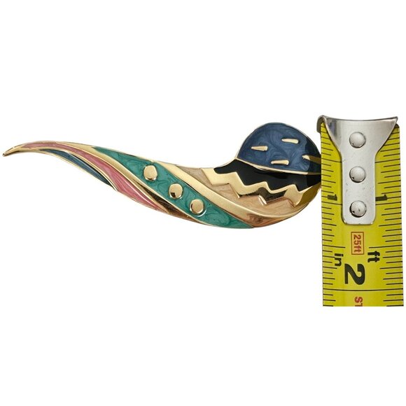 Modernist Fernando Originals FO Multi Color Enamel Paisley Brooch, Signed L617 - Picture 7 of 9